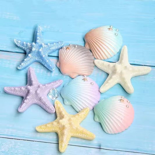 Starfish Shell Star Resin Ornaments DIY Accessories Mermaid Cake Decoration Miniatures for Under The Sea Ocean Party Supplies